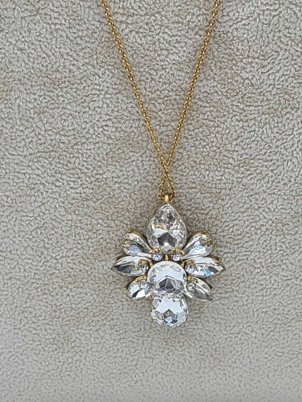 J Crew Long Clear Crystal Cluster Pendant NWT